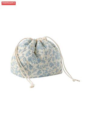 Quilted Drawstring Makeup Bag with Floral Pattern Cosmetic Travel Toiletry